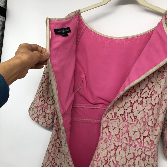 Guess By Marciano Pink Floral Lace Overlay Fit & Flare Date Night Dress 6 - Picture 13 of 16